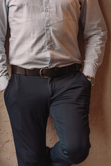 Quality handmade belt on a man's 