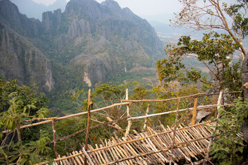 Fototapeta na wymiar A beautiful panoramic view of Vang Vieng in Laos.