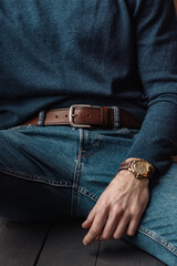 Quality handmade belt on a man's 