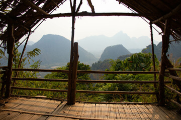 A beautiful panoramic view of Vang Vieng in Laos.