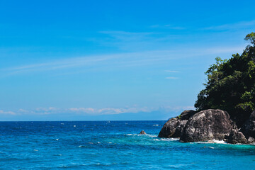 Beautiful sea with clear sky and island