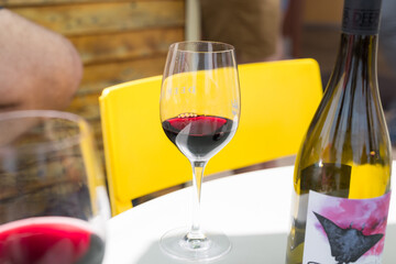 glass of wine and bottle