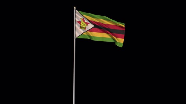 Zimbabwe flag, 4k video background is transparent