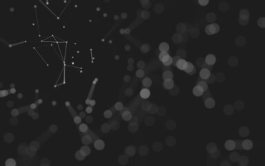 Abstract background. Molecules technology with polygonal shapes, connecting dots and lines. Connection structure. Big data visualization.