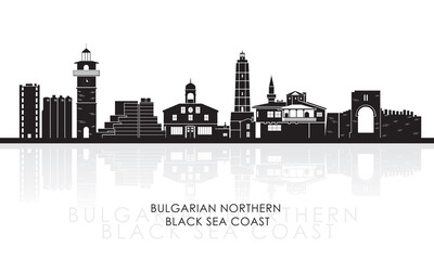 Naklejka premium Silhouette Skyline panorama of Bulgarian northern Black sea coast - vector illustration 