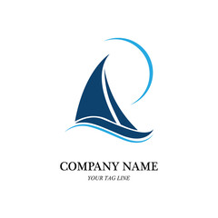 sailing boat logo and symbol vector