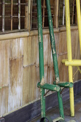 Stilts is a traditional game that uses a pair of bamboo to walk