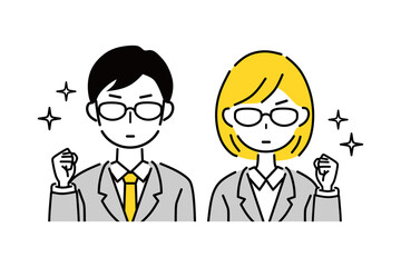 シュールなビジネスパーソンのガッツポーズ