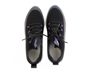 classic sneakers with laces. Casual style. Isolated close-up on white background. Top view. Fashion shoes