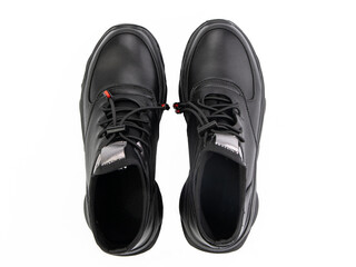 classic sneakers with laces. Casual style. Isolated close-up on white background. Top view. Fashion shoes