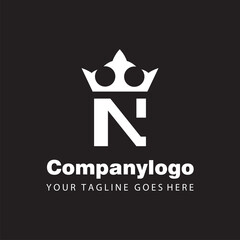 letter N crown monogram design for logo company