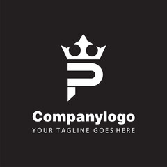 letter P crown monogram design for logo company
