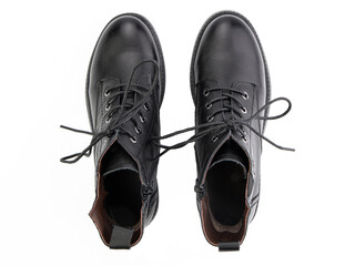 classic sneakers with laces. Casual style. Isolated close-up on white background. Top view. Fashion shoes