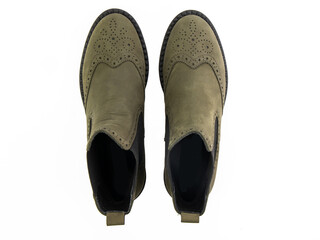 jodhpur boots isolated on white background. Top view. Fashion shoes. Photoshoot for shoe shop concept.