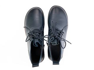 classic sneakers with laces. Casual style. Isolated close-up on white background. Top view. Fashion shoes