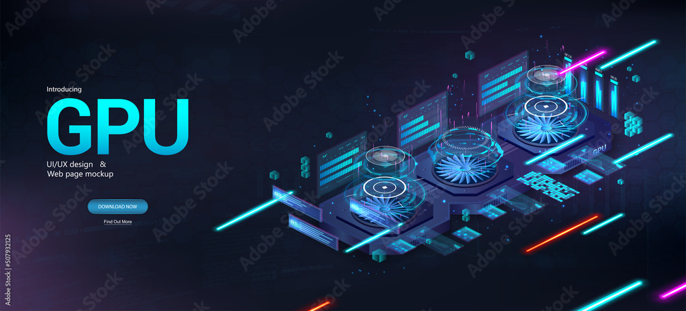 Aufkleber video graphics card - gpu for mining cryptocurrency or gaming. video card with two cooling coolers, 