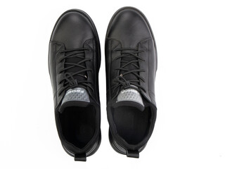 classic sneakers with laces. Casual style. Isolated close-up on white background. Top view. Fashion shoes