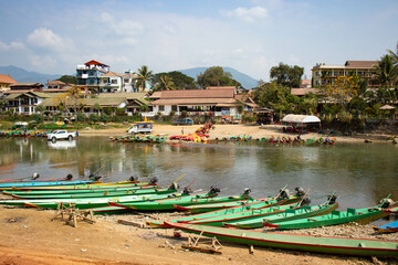 A beautiful panoramic view of Vang Vieng, Laos.