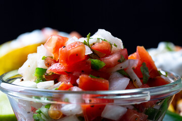 Front View of Pico De Gallo in glass bowl