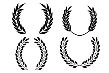 Obraz premium Vintage royal set with wreaths. Award trophy set. Floral branch. Peace symbol. Winner certificate. Vector illustration. Stock image.