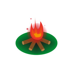 Flat cartoon bonfire. Summer camp. Vector illustration. Stock image.