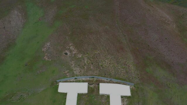 Drone Aerial Descending to the U on the Mountain Above the University of Utah in Salt Lake City Utah