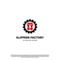 slippers with gear logo design modern concept, slippers factory logo