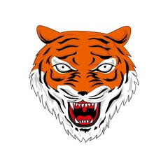 angry tiger head logo. wild animal mascot.