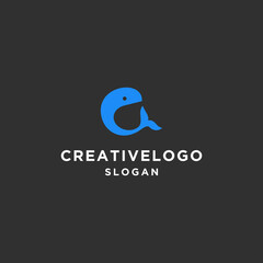 Whale logo icon design template 
