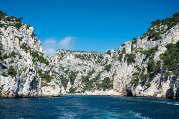 Calanque d'En-vau near Cassis, boat excursion to Calanques national park in Provence, France