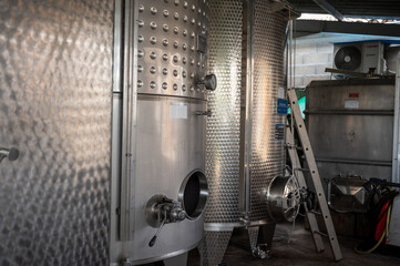 Modern equipment for producing of red, rose and white wine on South of France in Provence.