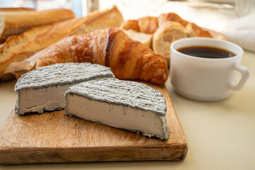 French goat cheese selles-sur-cher and fresh croissants