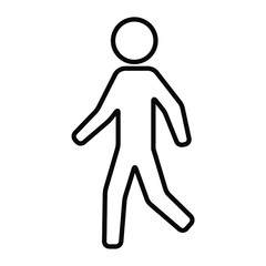 歩いてる人物の全身のシンプルな線画アイコン/白背景