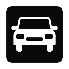 自動車のシンプルなモノクロ白抜き角丸正方形正面アイコン