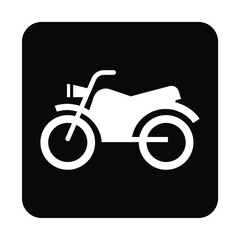 オートバイのシンプルなモノクロ白抜き角丸正方形横向きアイコン
