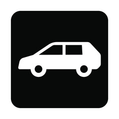 自動車のシンプルなモノクロ白抜き角丸正方形正面アイコン