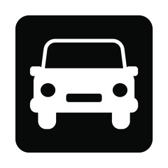自動車のシンプルなモノクロ白抜き角丸正方形正面アイコン