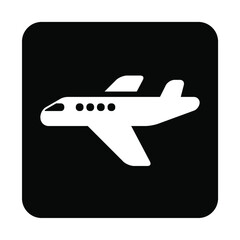 飛行機のシンプルなモノクロ白抜き角丸正方形横向きアイコン