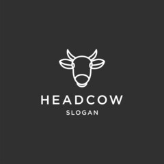 Head cow line art logo template vector illustration design