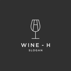 Letter h wine line art logo template vector illustration design
