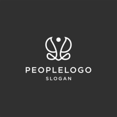 People line art logo template vector illustration design