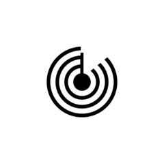 Vector radar icon - linear radiolocation sign or design element