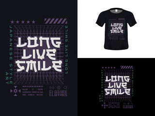 Tshirt typography quote design, Long Live Smile for print. Poster template, Premium Vector.