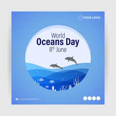 Vector illustration concept of World Oceans Day banner