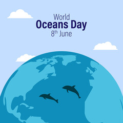 Vector illustration concept of World Oceans Day banner