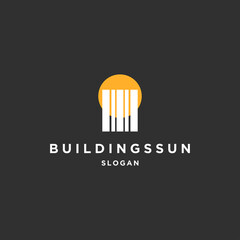 Building sun logo template vector illustration design