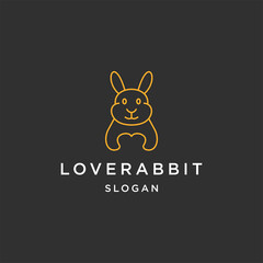 Fototapeta na wymiar Love rabbit line art logo template vector illustration design