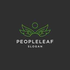 Fototapeta premium People leaf line art logo template vector illustration design