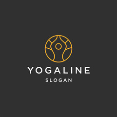 Fototapeta premium Yoga line art logo template vector illustration design