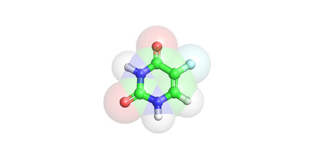 Fototapeta na wymiar Fluorouracil (5-FU, FU), anticancer drug, 3D molecule